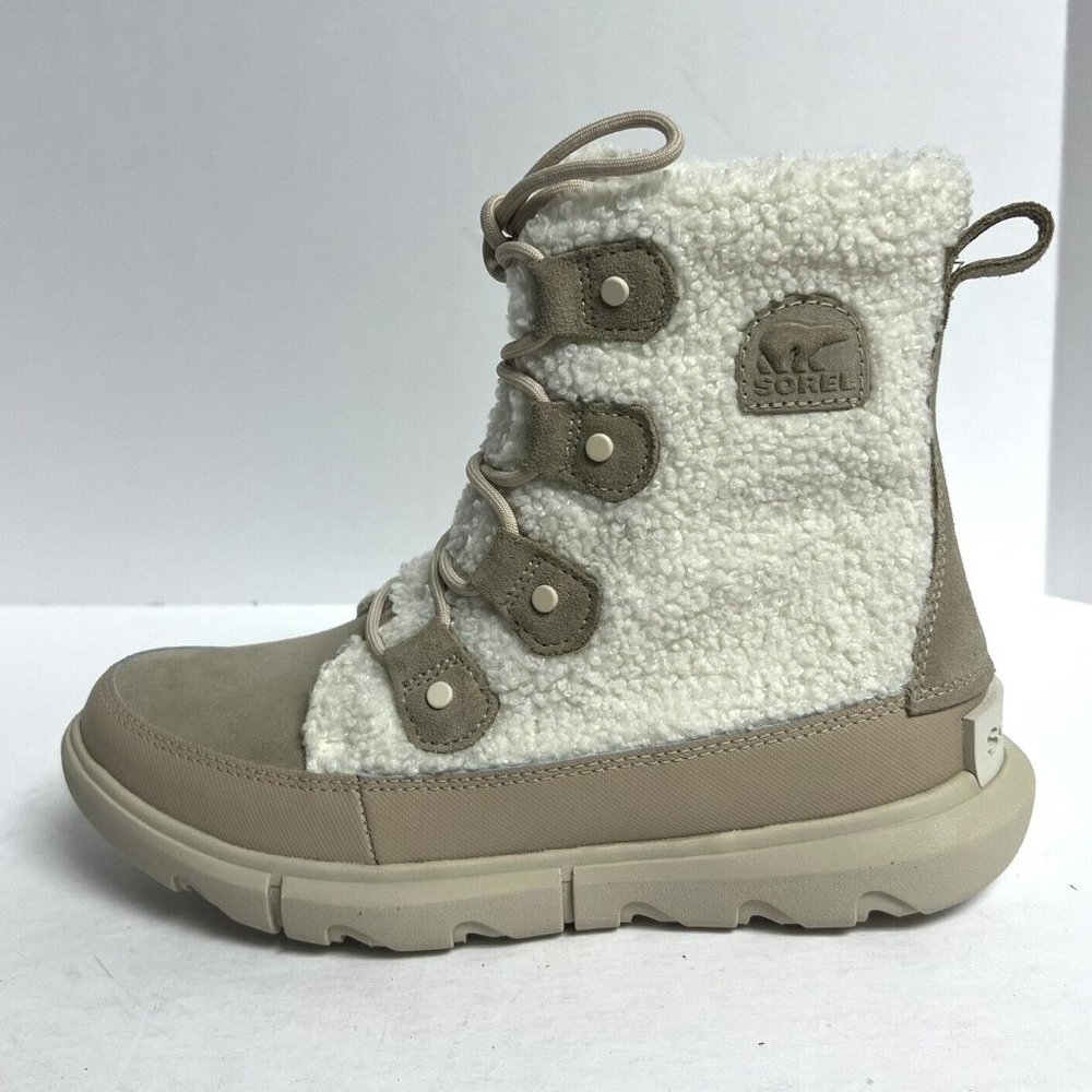 Sorel Women's Taupe and Ivory Sherpa Lace-Up Winter Boots